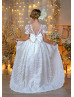 Short Sleeves White Lace Tulle High Low Flower Girl Dress